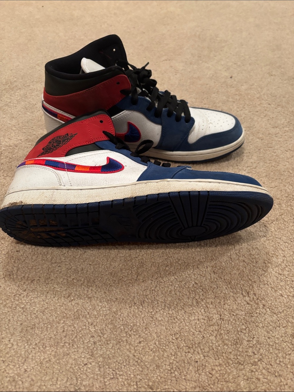 Jordan Air 1 High Top Sneakers - White/Blue/Red/Black - Picture 4 of 6